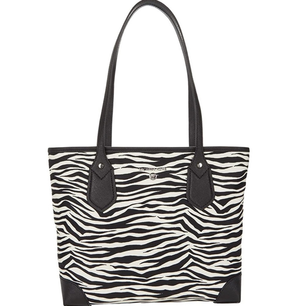NWT❣️MICHAEL Kors Eva Small Top Zip Tote Black Multi Zebra